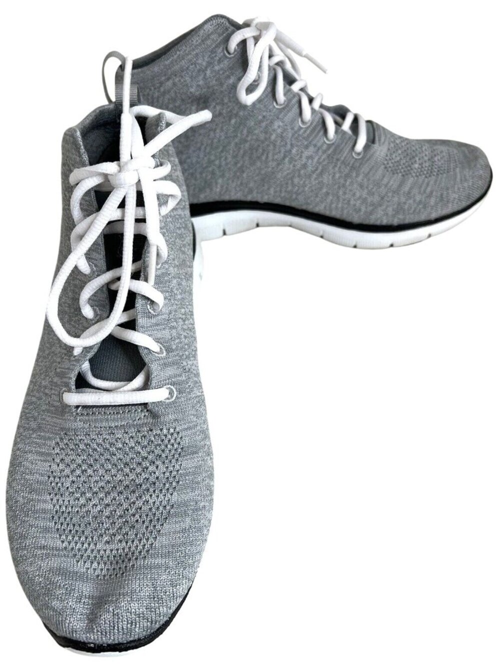 Skechers Womens Dual-Lite Gray Knit Sneakers Size 10
